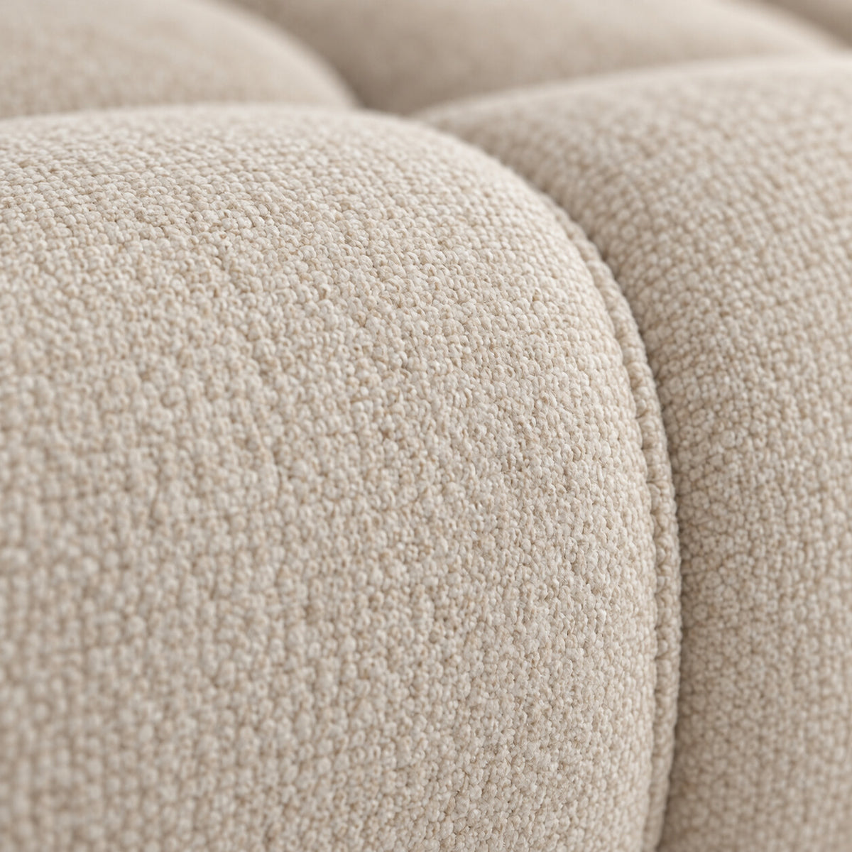 Canapé d'angle Almería 4 places beige avec méridienne, détail du tissu
