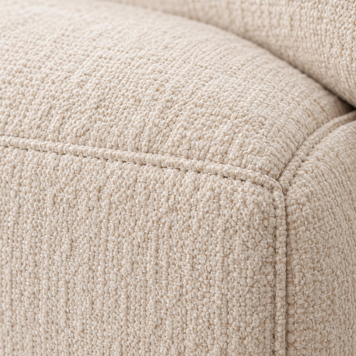 Canapé modulable Cadiz 4/5 places en tissu chenillé beige, détail du tissu