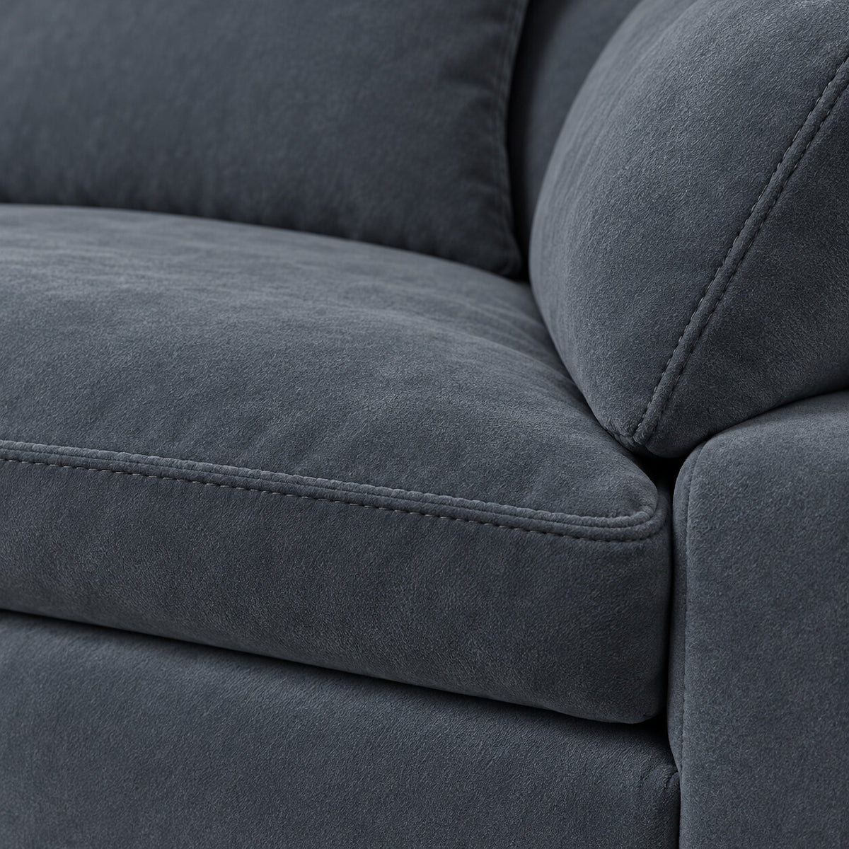 Canapé Mija 2 places en velours gris ardoise, détail du tissu