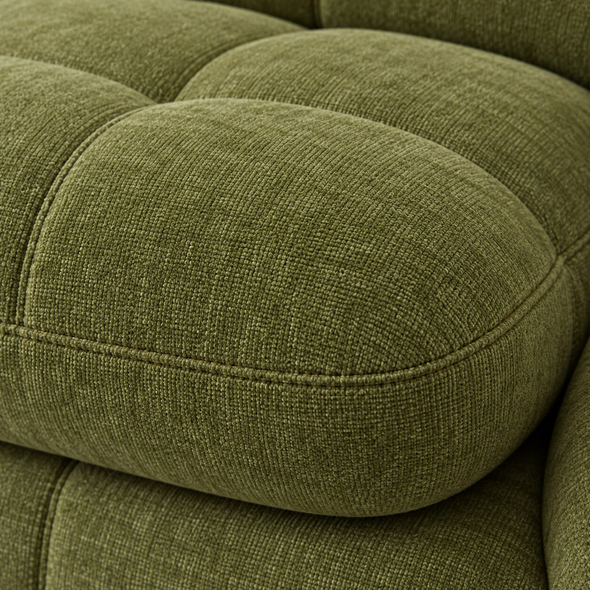 Canapé modulable Ronda 2 places vert olive, détail du tissu chenillé