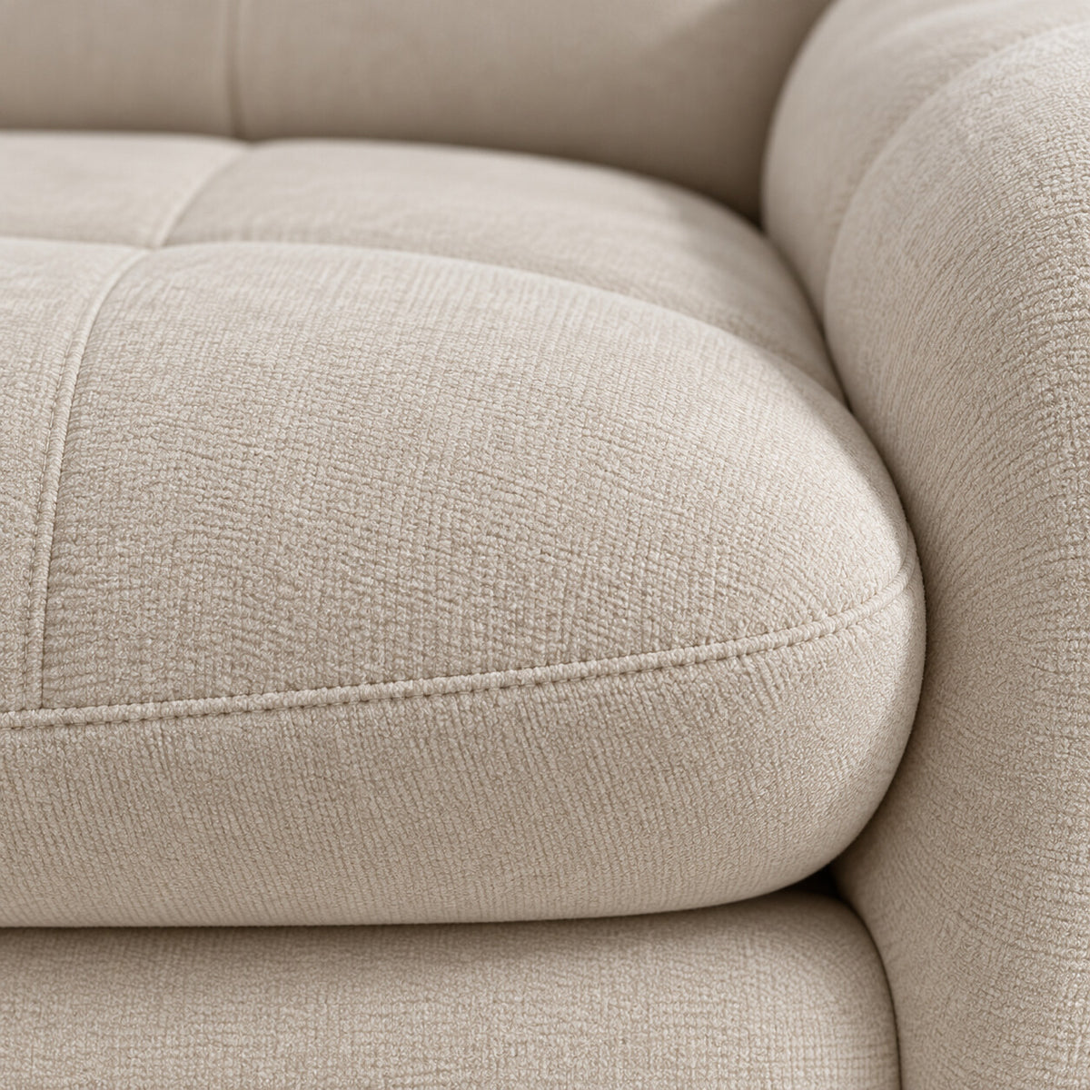 Canapé modulable Ronda 3 places beige, détail du tissu chenillé