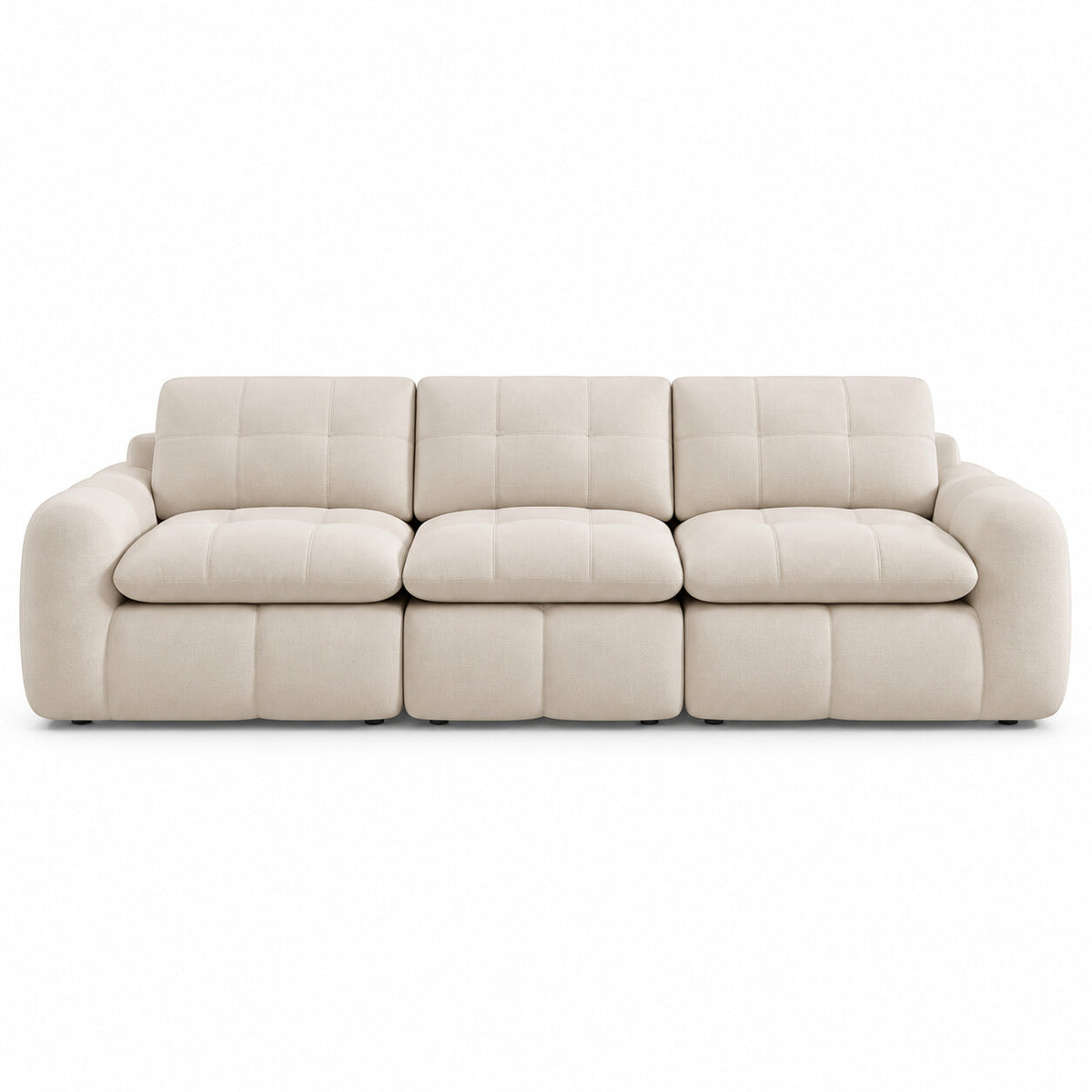 Canapé modulable Ronda 3 places beige, vue de face