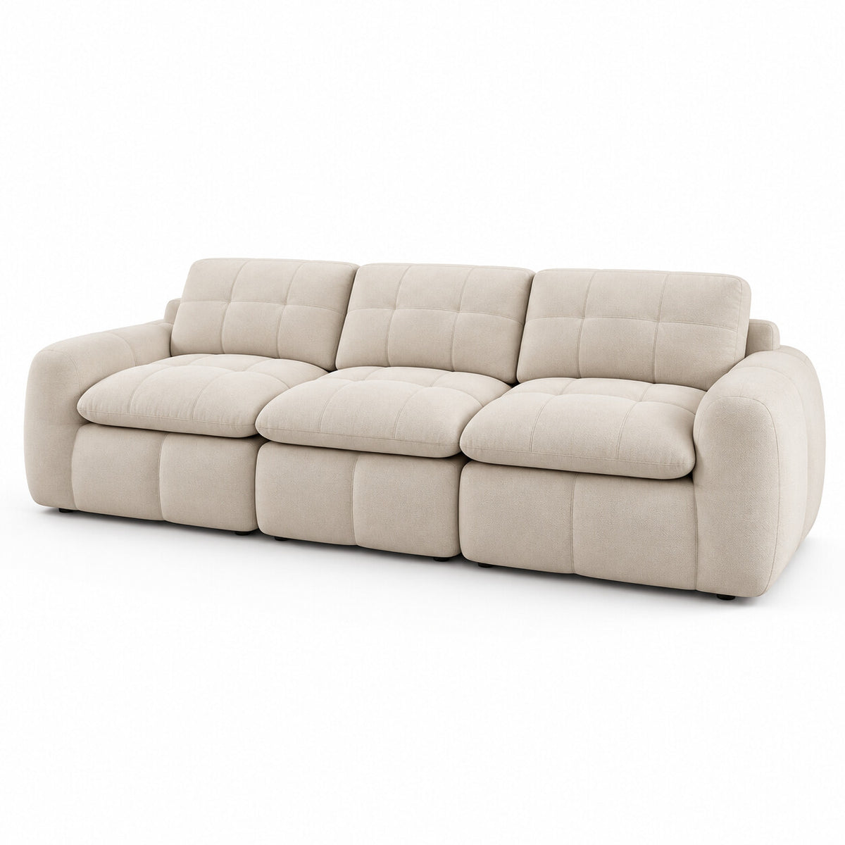 Canapé modulable Ronda 3 places beige, vue trois quarts