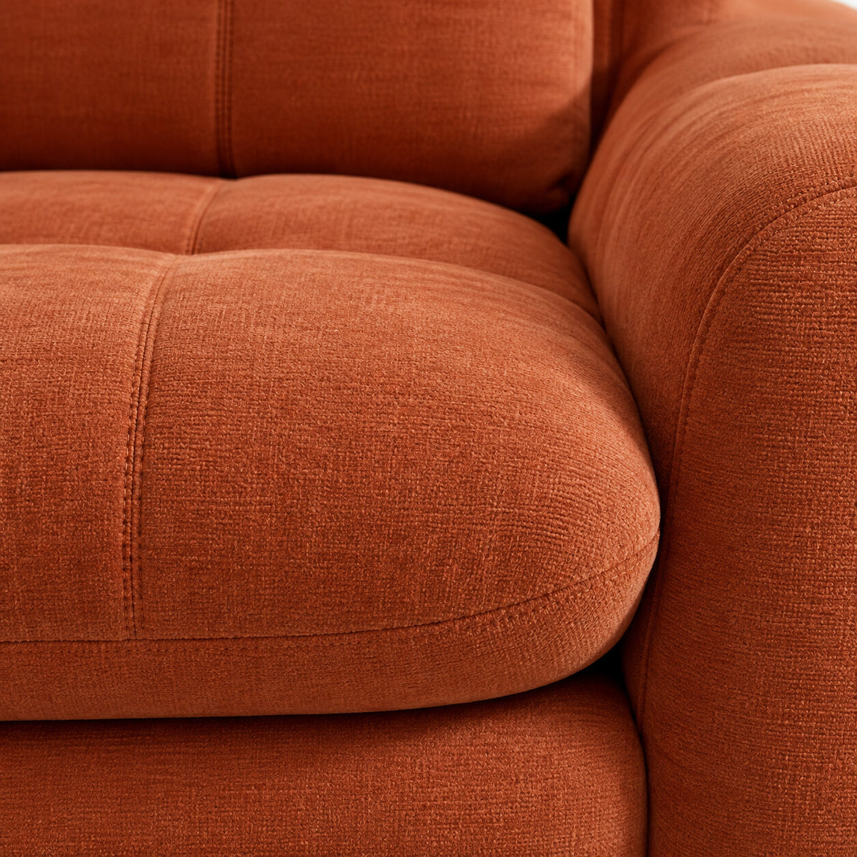 Canapé modulable Ronda 3 places terracotta, détail du tissu chenillé