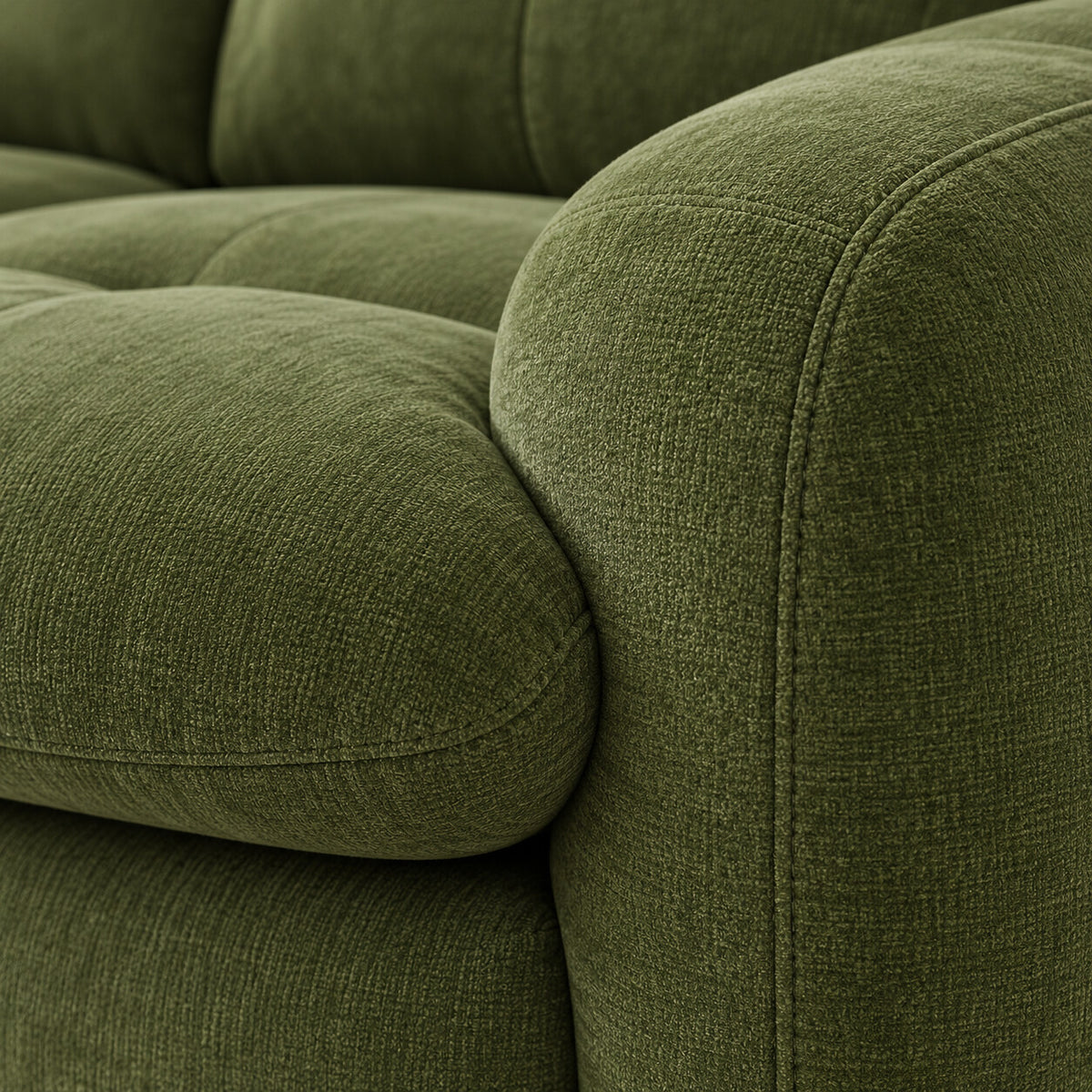 Canapé modulable Ronda 3 places vert olive, détail du tissu chenillé