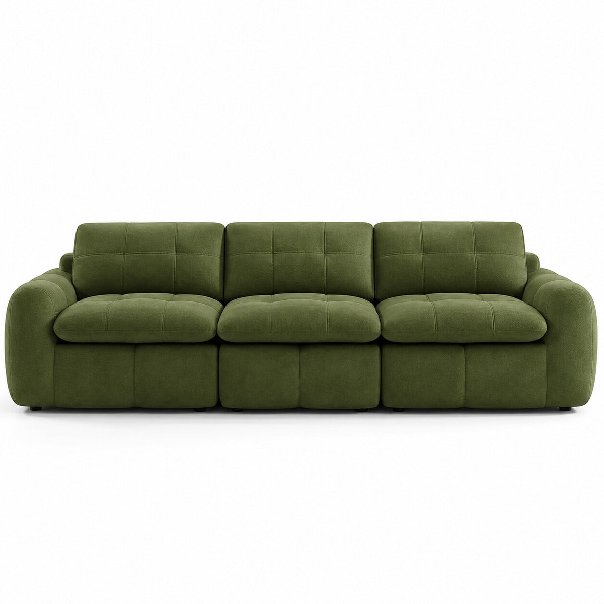 Canapé modulable Ronda 3 places vert olive, vue de face