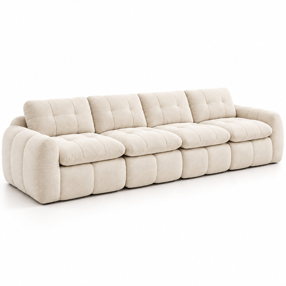Canapé modulable Ronda 4 places beige, vue trois quarts
