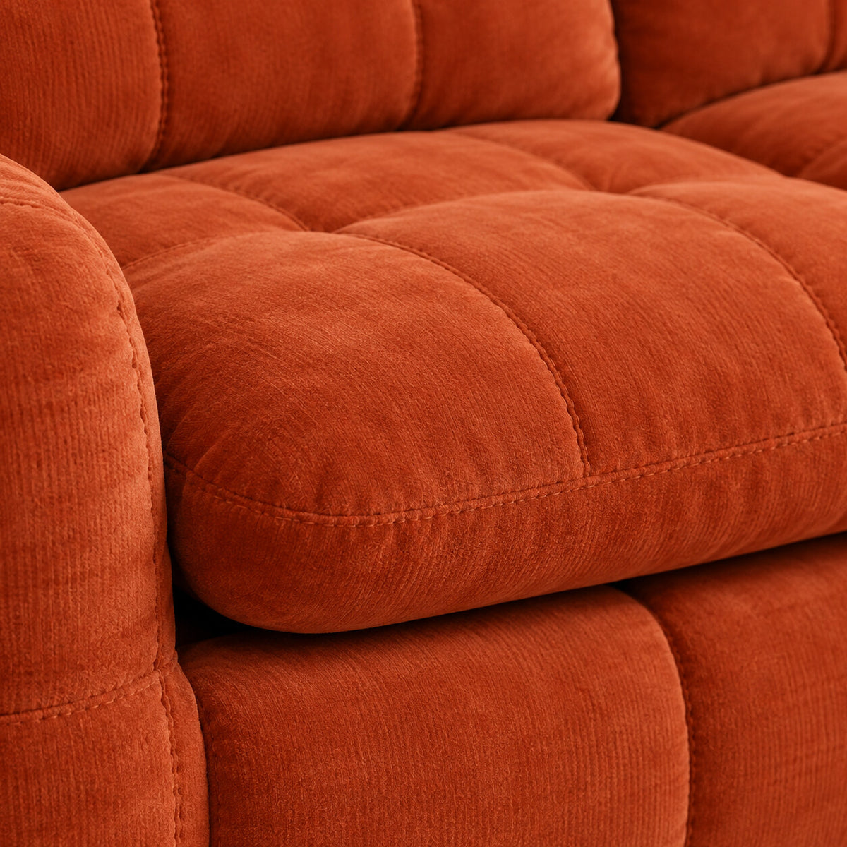 Canapé modulable Ronda 4 places terracotta, détail du tissu chenillé