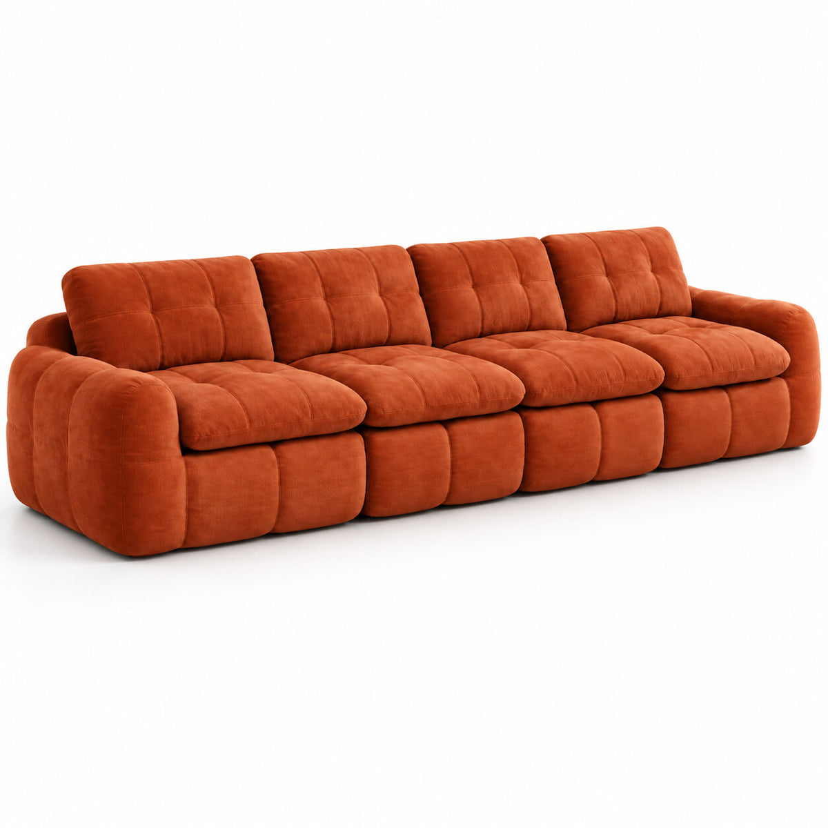 Canapé modulable Ronda 4 places terracotta, vue trois quarts