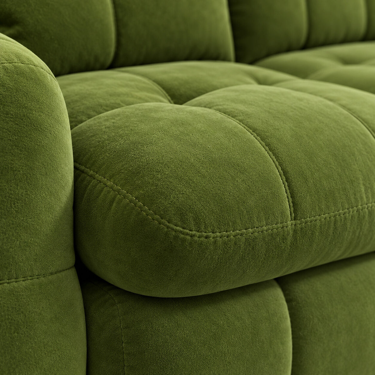 Canapé modulable Ronda 4 places vert olive, détail du tissu chenillé