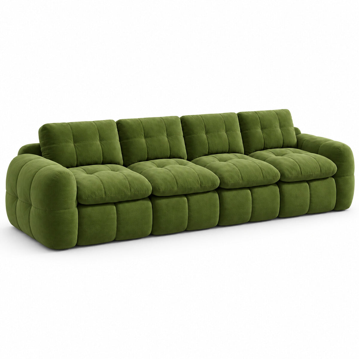 Canapé modulable Ronda 4 places vert olive, vue trois quarts
