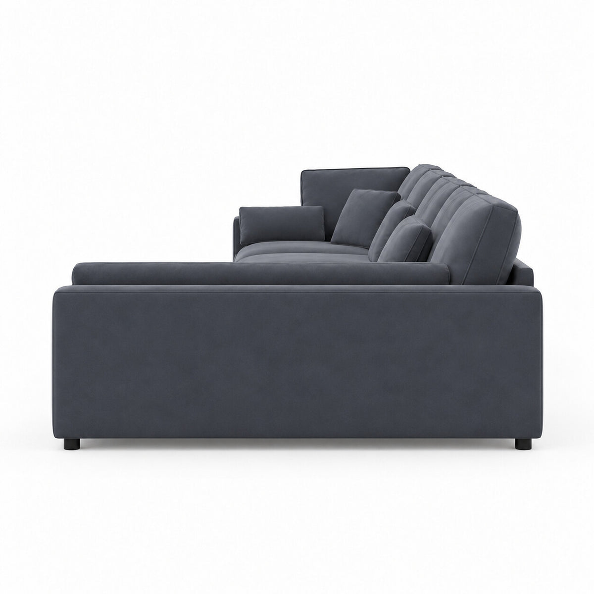 Canapé d'angle Setenil en velours gris ardoise, vue de profil