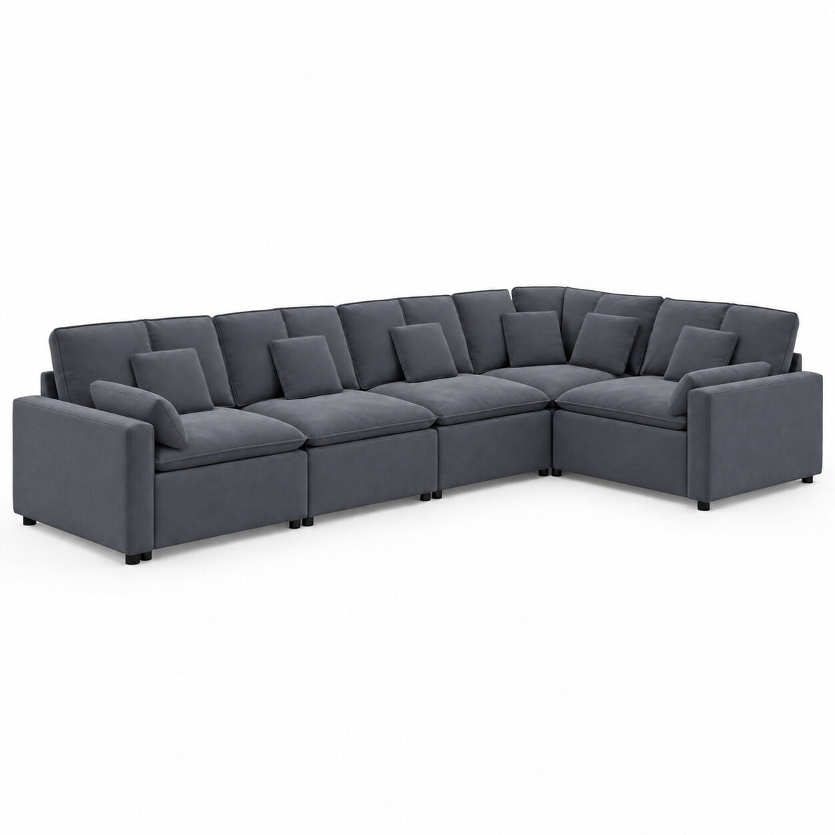 Canapé d'angle Setenil en velours gris ardoise, vue trois quarts
