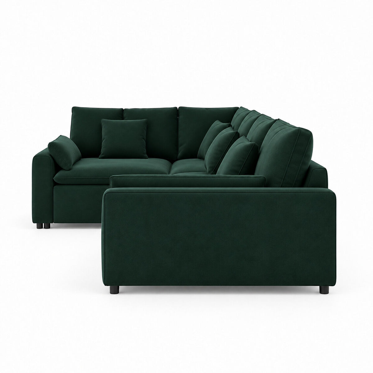 Canapé d'angle Setenil en velours vert émeraude, vue de profil