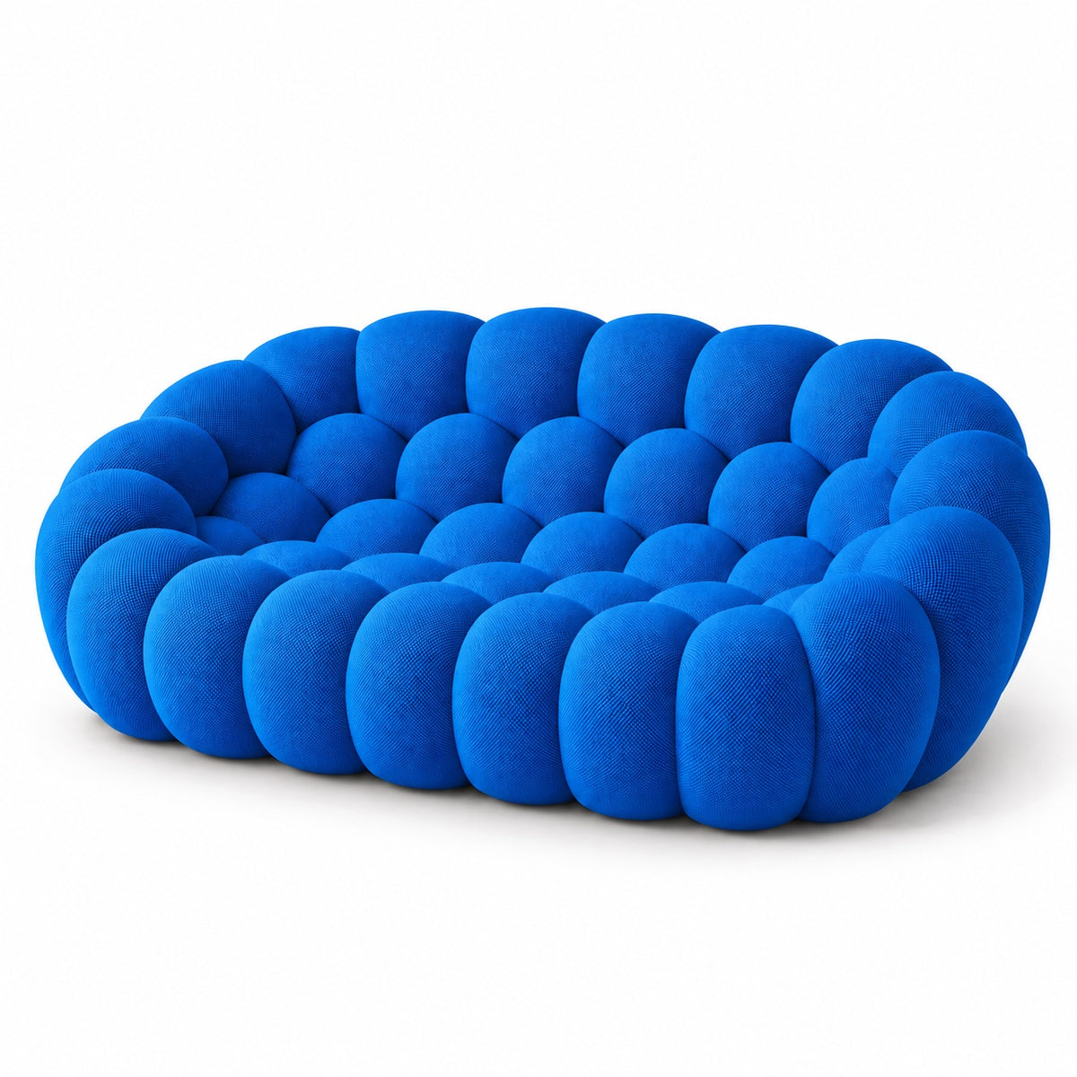 Canapé Séville en tissu texturé bleu, vue trois quarts