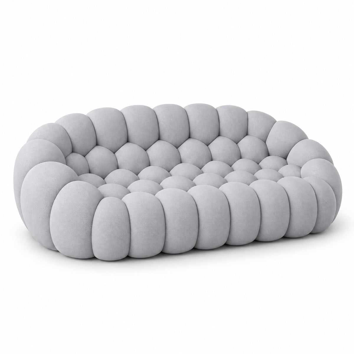Canapé Séville en tissu texturé gris clair, vue trois quarts