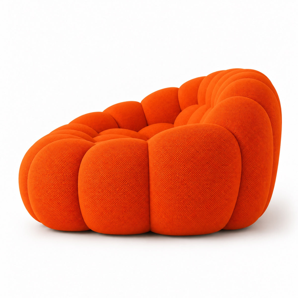 Canapé Séville en tissu texturé orange, vue de profil