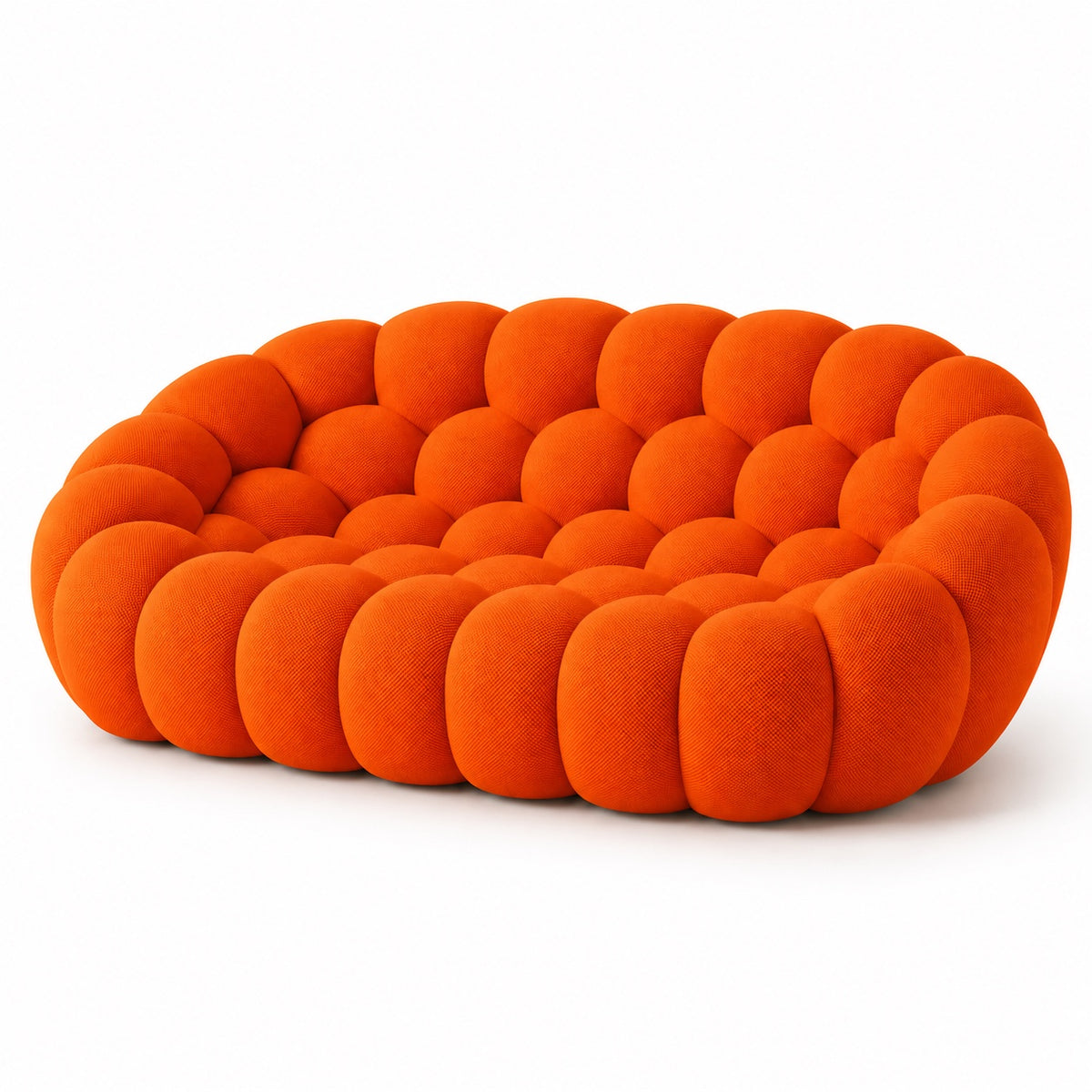 Canapé Séville en tissu texturé orange, vue trois quarts